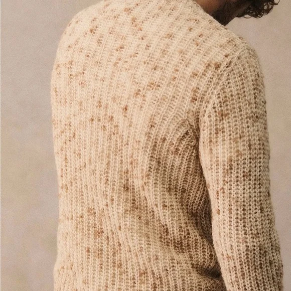 Octobre Editions Men’s Wool Speckled Chunky Knit Sweater SIZE L